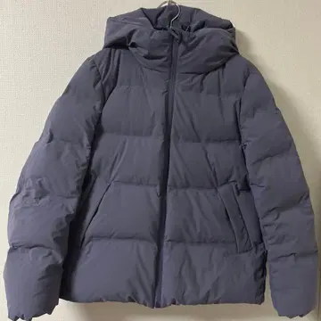 유니클로 심리스 다운 후드티 연보라