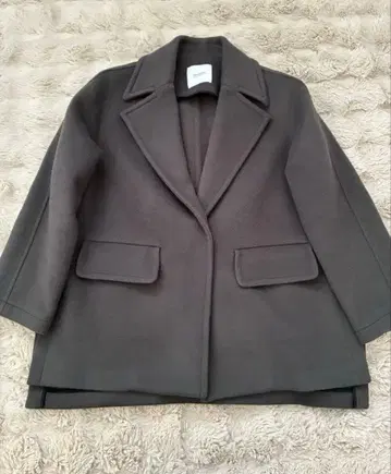 STUDIOUS 숏 멜톤 코트 차콜 그레이