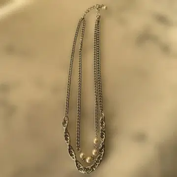 더블 체인 펄 목걸이