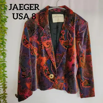 예거 Jaeger 테일러드 자켓 페이즐리 올 패턴 벨벳 영국제