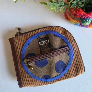 동그란 포켓의 미니 지갑 (L자 지퍼 지갑) 핸드메이드