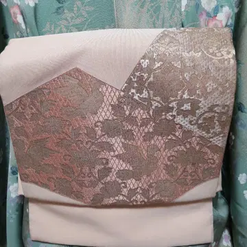 순수 실크 금실 조각 꽃과 새 문양 직조 이중 북 오비 (793)