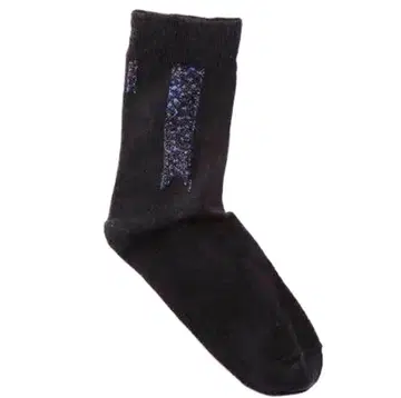 BADELAINE 블랙 글리터 리본 삭스 반짝이는 양말