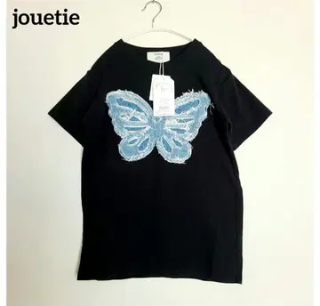[택 포함 새상품] jouetie 버터플라이 도킹 T셔츠 블랙