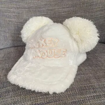 미키마우스 폼폼 포함 화이트 캡