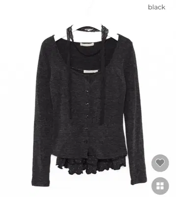 도트 슬리브리스 & 가디건 & 머플러 세트