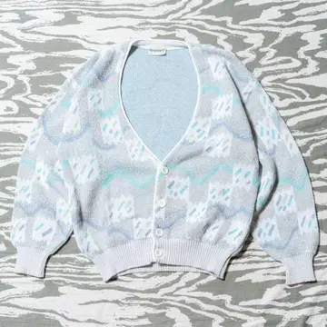 유로 구제 의류 Kapart 올 패턴 코튼 가디건 라이트 블루