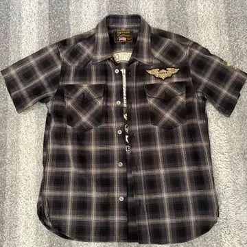 VANSON LEATHERS 체크 셔츠 반팔