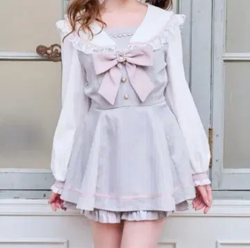 LIZLISA 세일러 카라 셋업 그레이