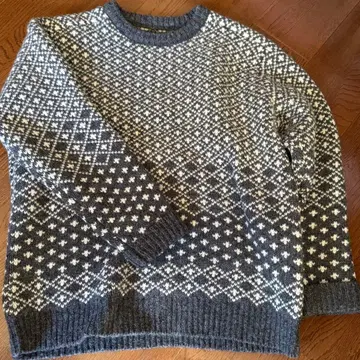 빔즈플러스 노르딕 무늬 니트 그레이 XL