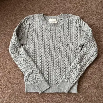 Ray BEAMS 케이블 크루넥 니트 그레이