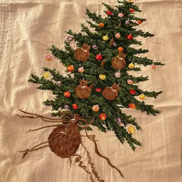 크리스마스 트리 자수 원더풀 월드 탭 리에