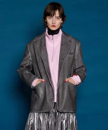 MAISON SPECIAL 비건 가죽 테일러드 자켓