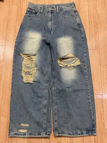 데미지 가공 와이드 팬츠