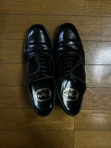 오쓰카 제화 블랙 가죽 레이스업 신발