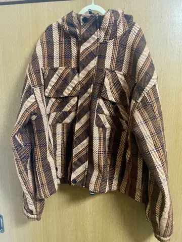 HALHAM 아우터 코트 오렌지 브라운 체크