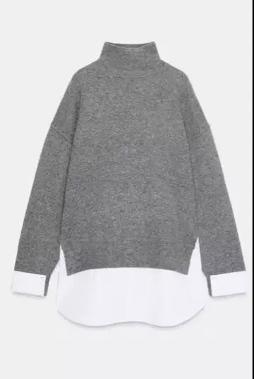 ZARA 콤비 포플린 니트 M