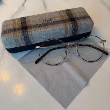 JINS 브라운 라운드 프레임 안경 도수 없음