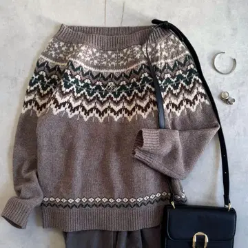 컨디션 최상 어반 리서치 도어스 노르딕 무늬 스웨터 브라운 여성용