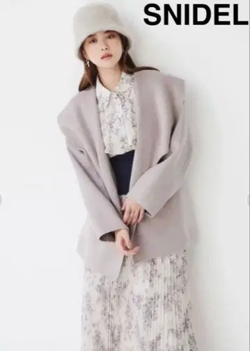 snidel 후드 부착 울 코트