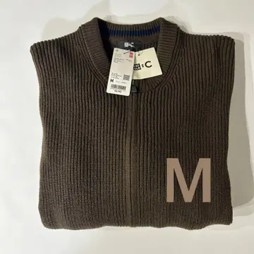 [ 새상품 ] 유니클로C 크루넥 풀 집업 가디건 다크 브라운 M