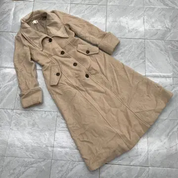 리엔다 코트 롱 기장 베이지 더블 버튼 울 혼방 S 사이즈