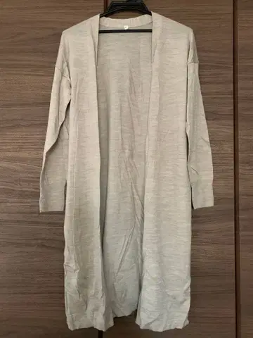 유니클로 울, 실크 혼방 롱 가디건 M 베이지 새상품