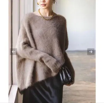 NOBLE 퍼 니트 와이드 풀오버 브라운