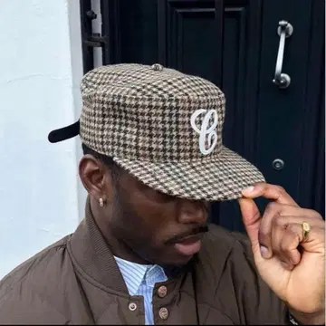 6 crayon 하운드투스 체크 패턴 캡