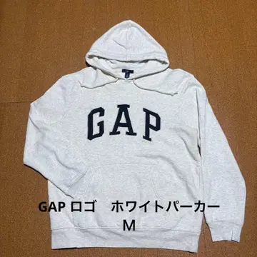 GAP 로고 화이트 후드티 M 자수 풀오버