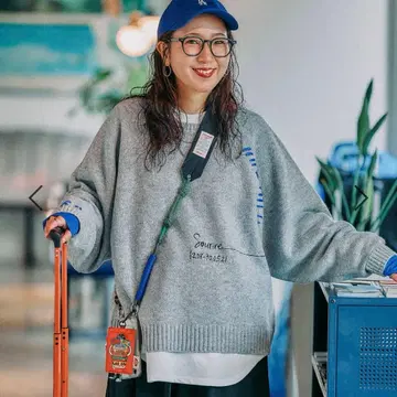 니코앤드 be with M 미사요 배색 돌 풀오버 그레이