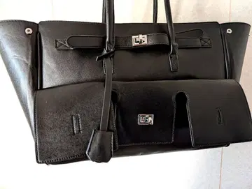 블랙 가죽 토트백