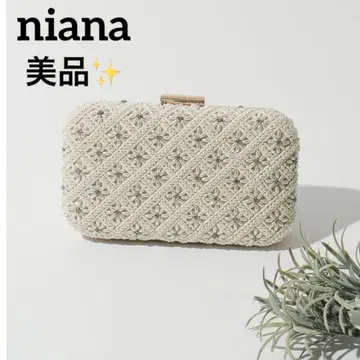 niana 2way 펄 x 비쥬 꽃무늬 클러치백 파티백