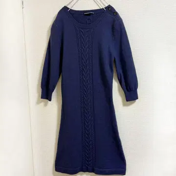 마드모아젤 논논 니트 원피스 네이비 울 실크 캐시미어 파파스