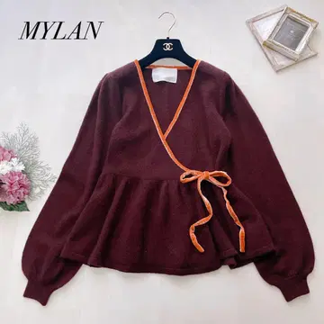 새상품급 마이런 카슈쿨 니트 가디건 캐시미어 퍼프 슬리브 보르도