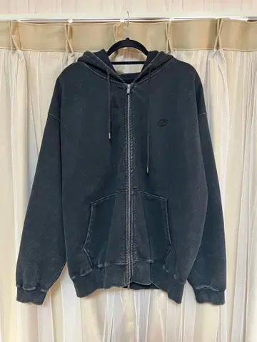 CLEL 풀 집업 후드티 빈티지 블랙