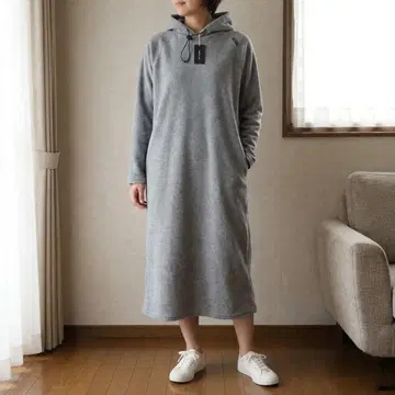 Angeliteez.com 플리스 그레이 롱 후드티