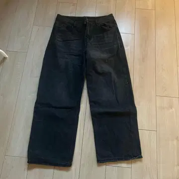 MANFINTY 다크 블루 와이드 레그 데님 M