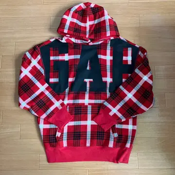 갭 GAP 체크 무늬 후드 부착 후드티 남성용 S