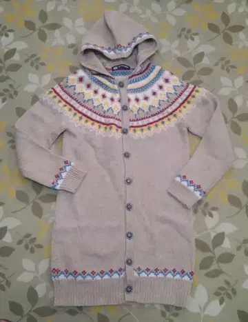 BEAMS BOY 페어아일 패턴 후드 부착 가디건 빔즈 보이