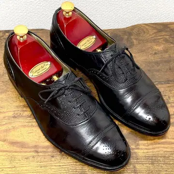 LANCEL 란셀 메달리온 스트레이트 팁 블랙 25EEE 가죽 신발