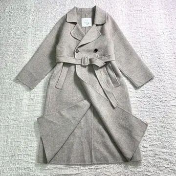 Qung 쿤 울 롱 코트 벨트 포함 한국 핸드메이드