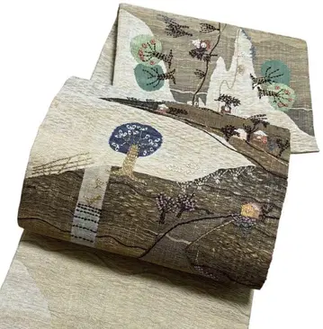 A 170 후쿠로 오비 대북 쿠이 상량수 자수 순수 실크 새상품급