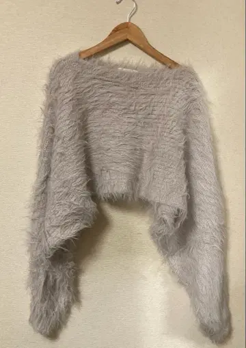 HARE 롱 샤기 숏 니트 그레이