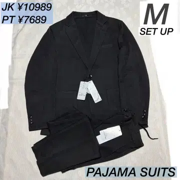 아오키 비슈 울 블렌드 파자마 수트 BM 차콜 와플 저리 상하의