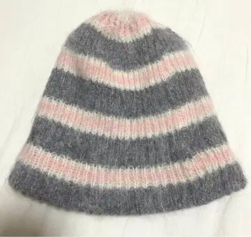 kastane 카스타네 보더 니트 모자 그레이 핑크