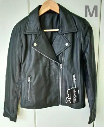 블랙 가죽 라이더 자켓 M