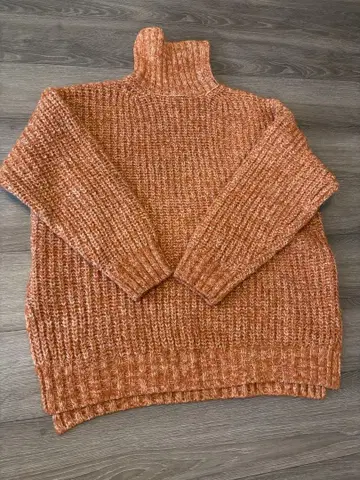 새상품 Mystic 오렌지 계열 리브 긴팔 니트