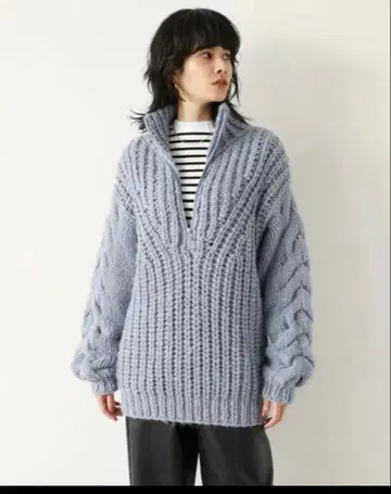 searoomlynn 핸드메이드 니트 루즈 니트 케이블 짜임