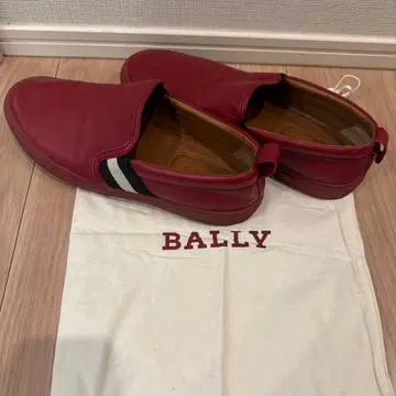 BALLY 빨간색 가죽 슬립온 스니커즈